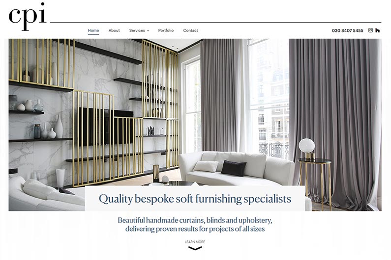 Curtains Plus Interiors website